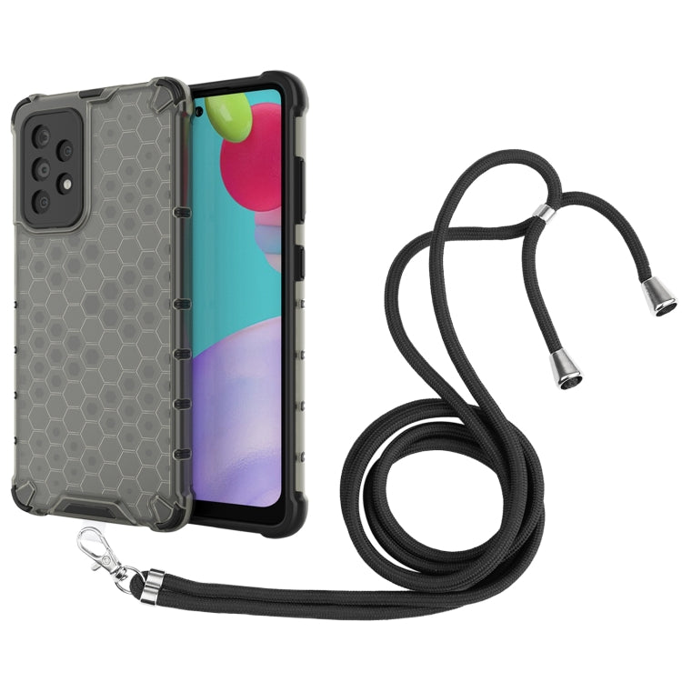 For Samsung Galaxy A52 5G / 4G Shockproof Honeycomb PC + TPU Case with Neck Lanyard
