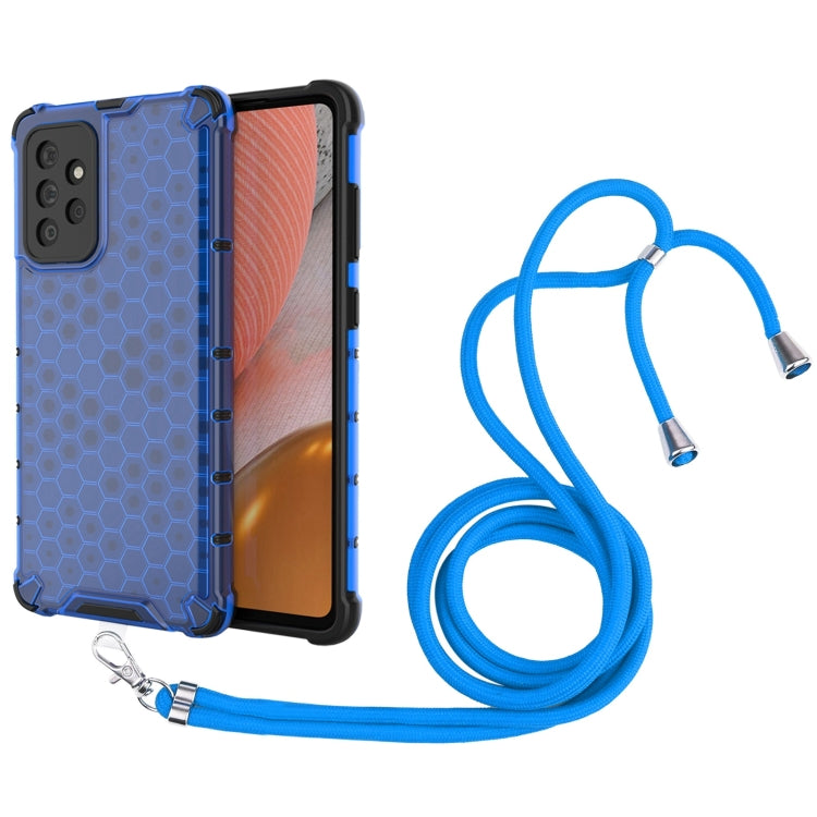 For Samsung Galaxy A72 5G / 4G Shockproof Honeycomb PC + TPU Case with Neck Lanyard
