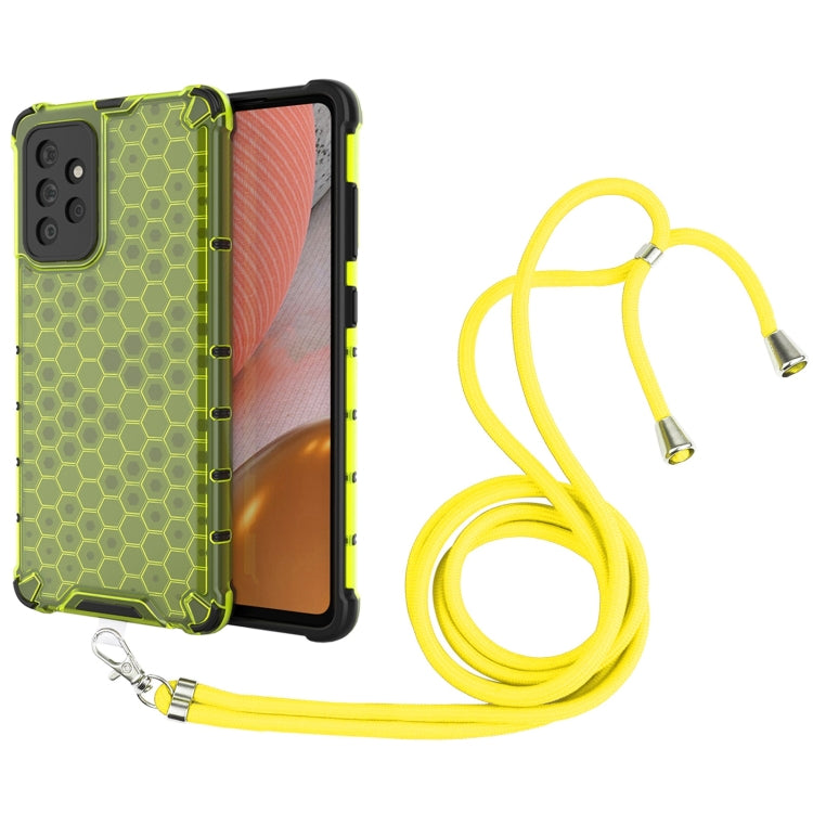 For Samsung Galaxy A72 5G / 4G Shockproof Honeycomb PC + TPU Case with Neck Lanyard