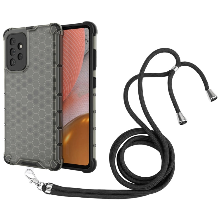 For Samsung Galaxy A72 5G / 4G Shockproof Honeycomb PC + TPU Case with Neck Lanyard