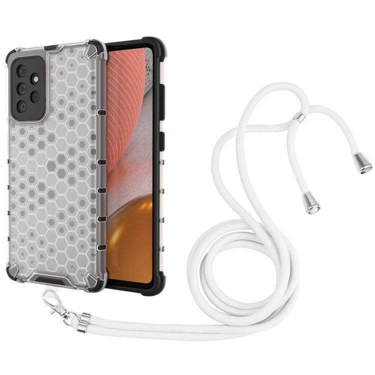 For Samsung Galaxy A72 5G / 4G Shockproof Honeycomb PC + TPU Case with Neck Lanyard