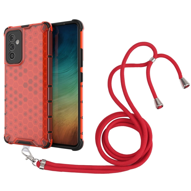 For Samsung Galaxy A82 5G Shockproof Honeycomb PC + TPU Case with Neck Lanyard