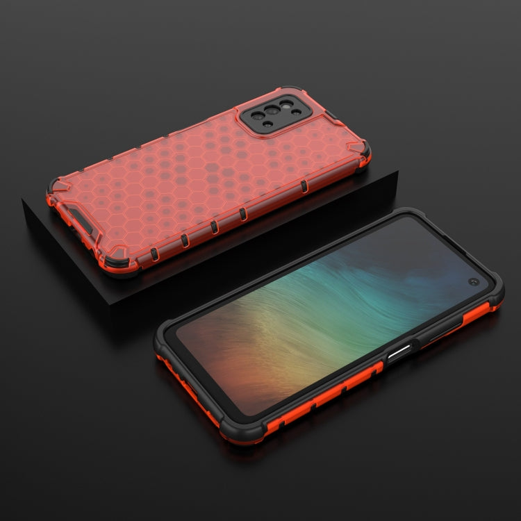 For Samsung Galaxy F52 5G Shockproof Honeycomb PC + TPU Case with Neck Lanyard