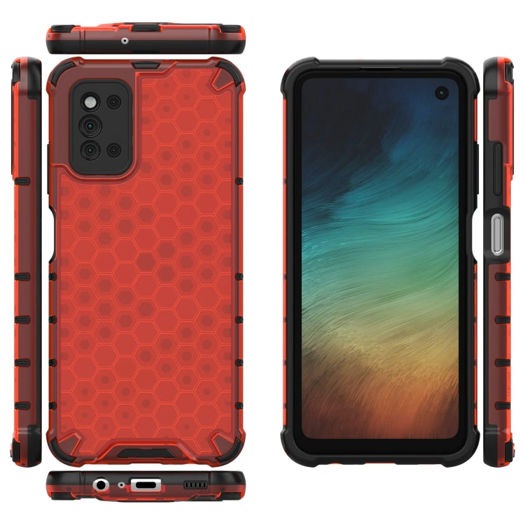 For Samsung Galaxy F52 5G Shockproof Honeycomb PC + TPU Case with Neck Lanyard