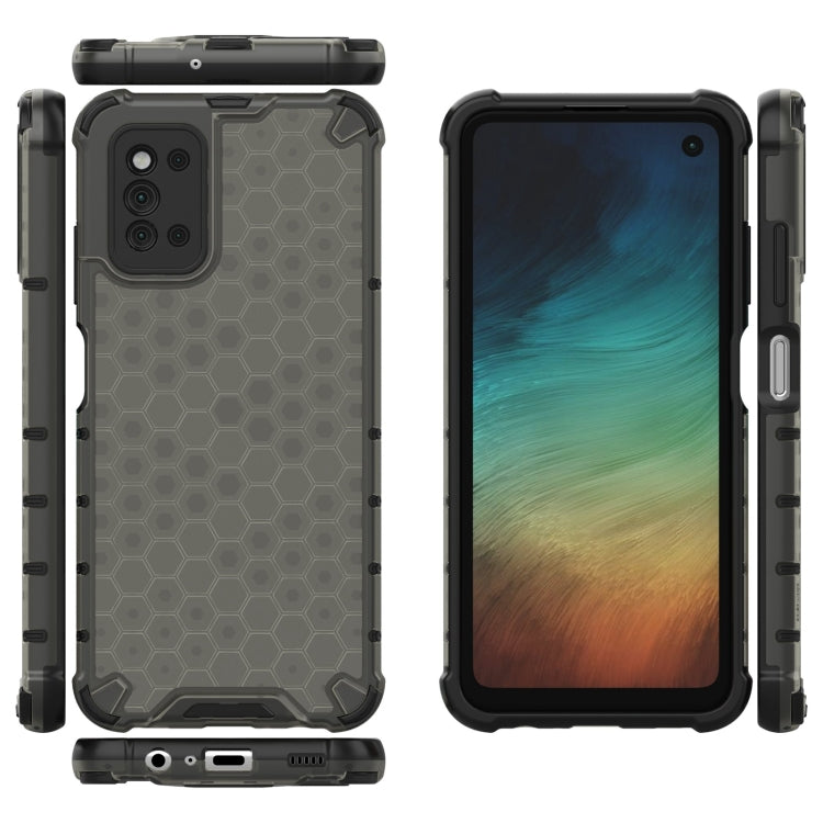 For Samsung Galaxy F52 5G Shockproof Honeycomb PC + TPU Case with Neck Lanyard