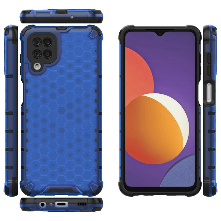 For Samsung Galaxy Galaxy M12 / F12 Shockproof Honeycomb PC + TPU Case with Neck Lanyard