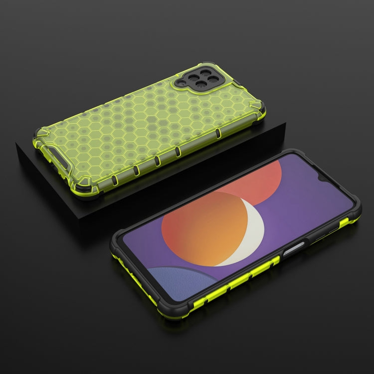 For Samsung Galaxy Galaxy M12 / F12 Shockproof Honeycomb PC + TPU Case with Neck Lanyard