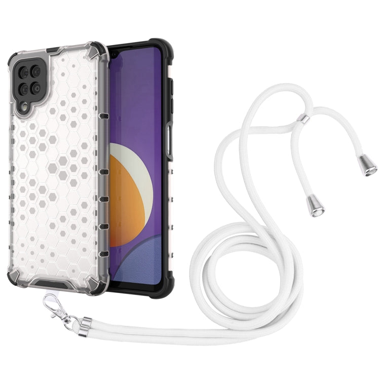 For Samsung Galaxy Galaxy M12 / F12 Shockproof Honeycomb PC + TPU Case with Neck Lanyard