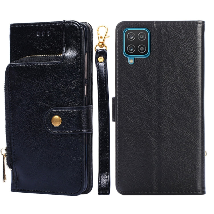 For Samsung Galaxy A12 Zipper Bag PU + TPU Horizontal Flip Leather Case with Holder & Card Slot & Wallet & Lanyard