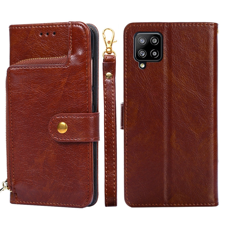 For Samsung Galaxy A42 5G Zipper Bag PU + TPU Horizontal Flip Leather Case with Holder & Card Slot & Wallet & Lanyard