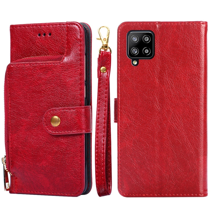 For Samsung Galaxy A42 5G Zipper Bag PU + TPU Horizontal Flip Leather Case with Holder & Card Slot & Wallet & Lanyard