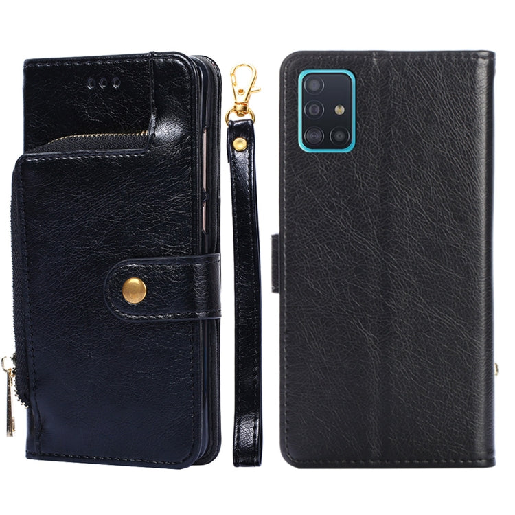 For Samsung Galaxy A51 4G Zipper Bag PU + TPU Horizontal Flip Leather Case with Holder & Card Slot & Wallet & Lanyard