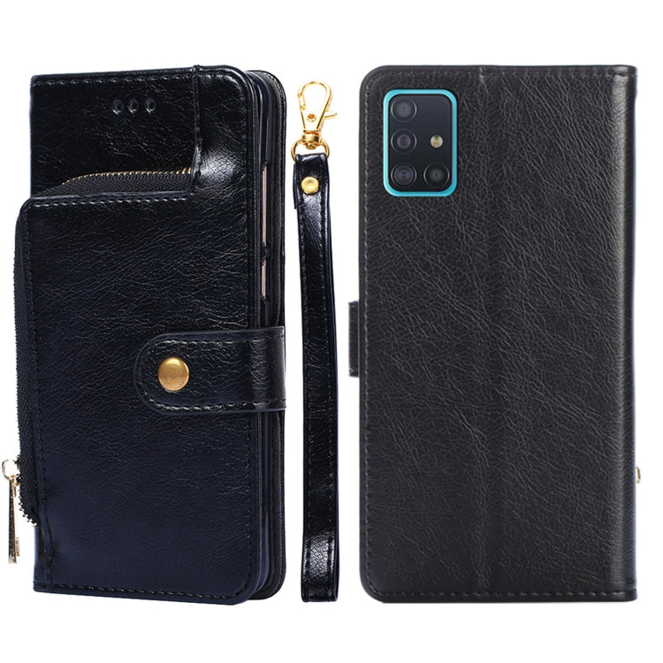 For Samsung Galaxy A51 5G Zipper Bag PU + TPU Horizontal Flip Leather Case with Holder & Card Slot & Wallet & Lanyard