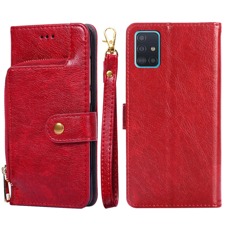 For Samsung Galaxy A51 5G Zipper Bag PU + TPU Horizontal Flip Leather Case with Holder & Card Slot & Wallet & Lanyard