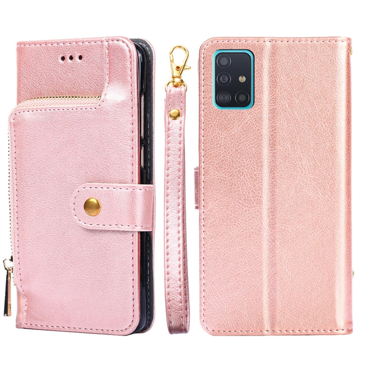 For Samsung Galaxy A51 5G Zipper Bag PU + TPU Horizontal Flip Leather Case with Holder & Card Slot & Wallet & Lanyard