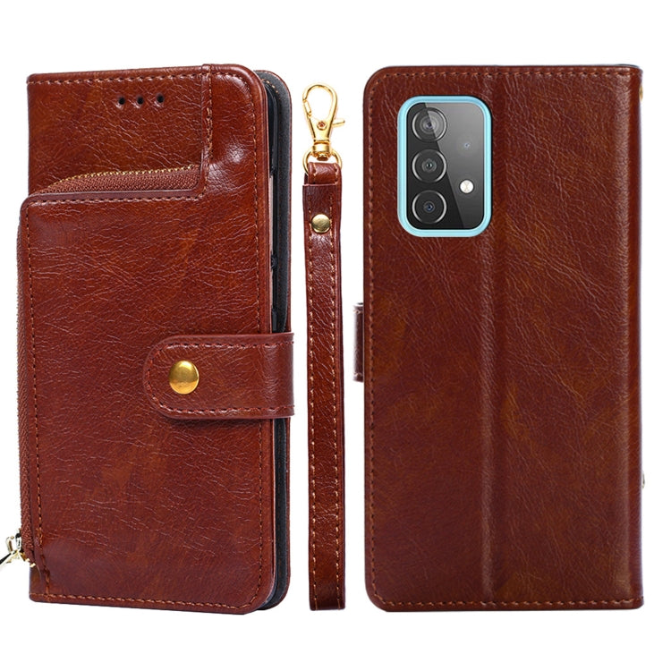 For Samsung Galaxy A52 5G / 4G Zipper Bag PU + TPU Horizontal Flip Leather Case with Holder & Card Slot & Wallet & Lanyard
