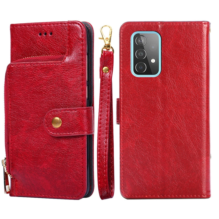 For Samsung Galaxy A52 5G / 4G Zipper Bag PU + TPU Horizontal Flip Leather Case with Holder & Card Slot & Wallet & Lanyard