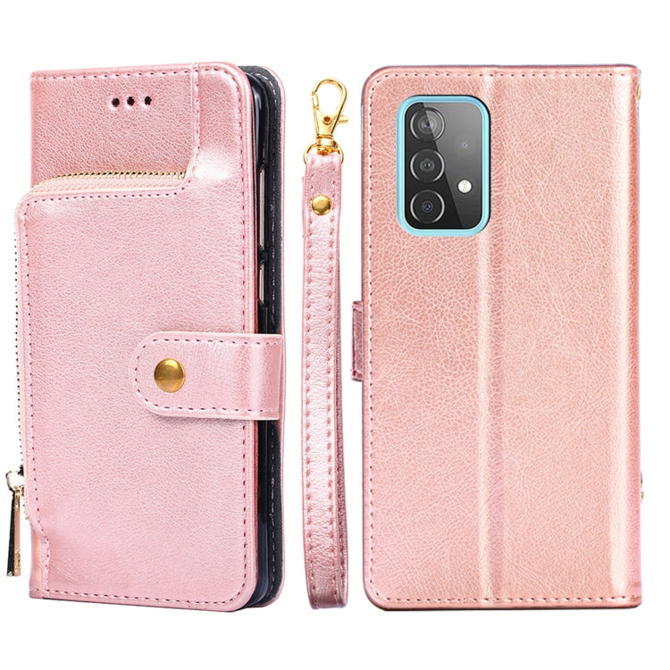 For Samsung Galaxy A52 5G / 4G Zipper Bag PU + TPU Horizontal Flip Leather Case with Holder & Card Slot & Wallet & Lanyard