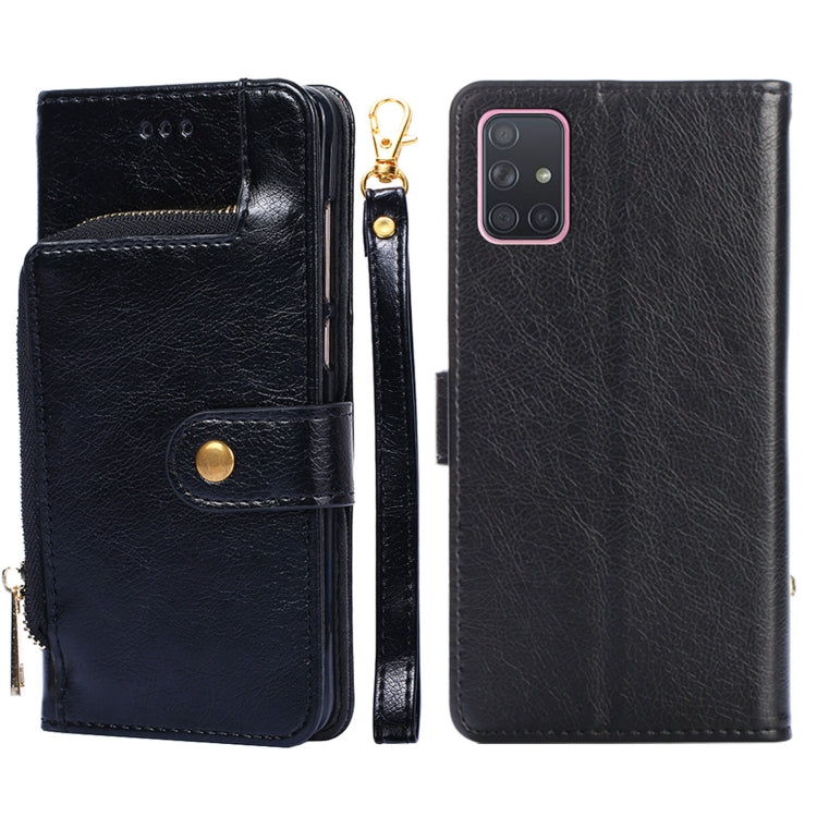 For Samsung Galaxy A71 4G Zipper Bag PU + TPU Horizontal Flip Leather Case with Holder & Card Slot & Wallet & Lanyard