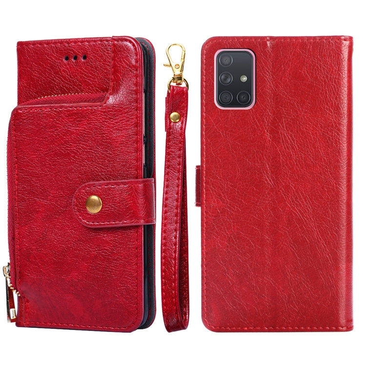 For Samsung Galaxy A71 4G Zipper Bag PU + TPU Horizontal Flip Leather Case with Holder & Card Slot & Wallet & Lanyard