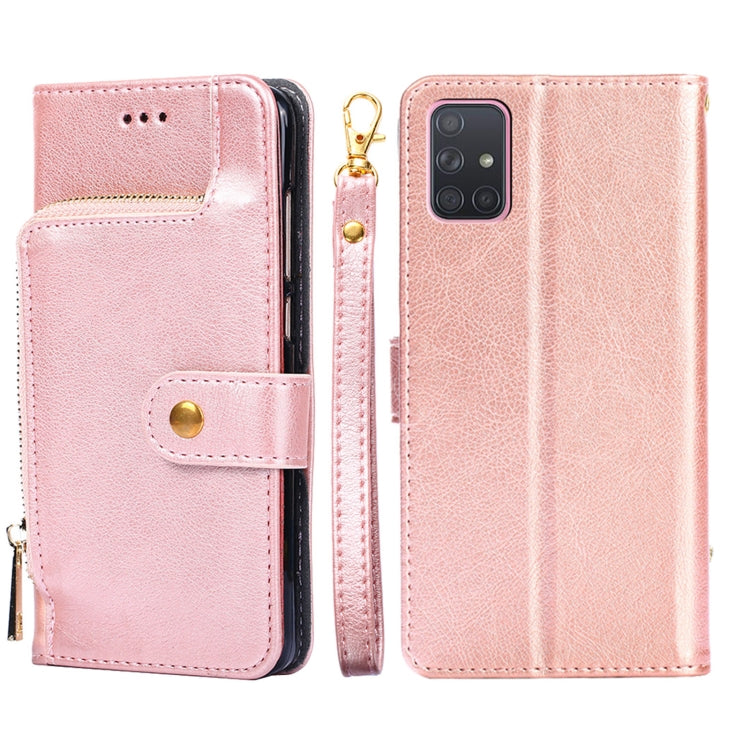 For Samsung Galaxy A71 4G Zipper Bag PU + TPU Horizontal Flip Leather Case with Holder & Card Slot & Wallet & Lanyard