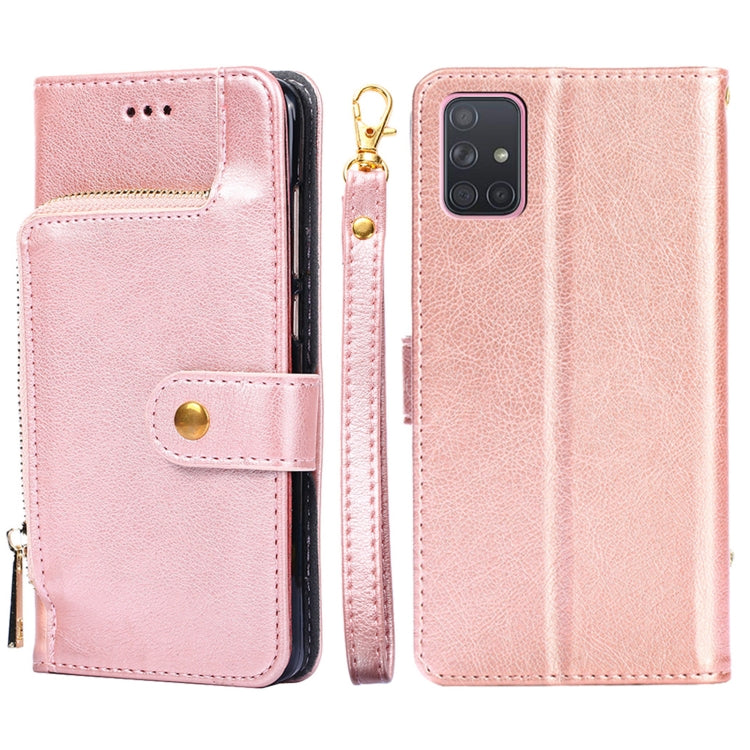 For Samsung Galaxy A71 5G Zipper Bag PU + TPU Horizontal Flip Leather Case with Holder & Card Slot & Wallet & Lanyard