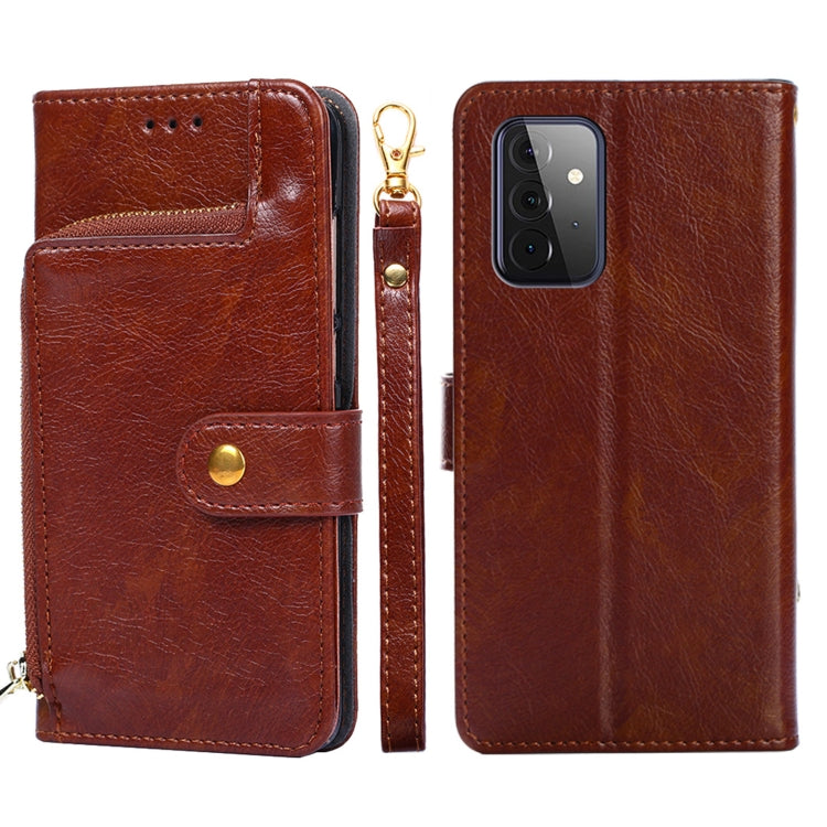 For Samsung Galaxy A72 5G / 4G Zipper Bag PU + TPU Horizontal Flip Leather Case with Holder & Card Slot & Wallet & Lanyard