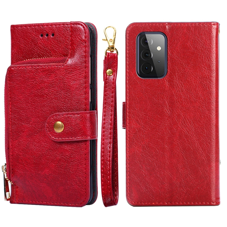 For Samsung Galaxy A72 5G / 4G Zipper Bag PU + TPU Horizontal Flip Leather Case with Holder & Card Slot & Wallet & Lanyard