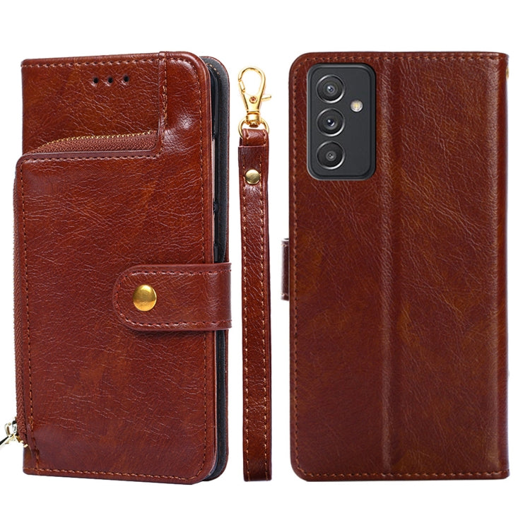 For Samsung Galaxy Quantum 2 Zipper Bag PU + TPU Horizontal Flip Leather Case with Holder & Card Slot & Wallet & Lanyard