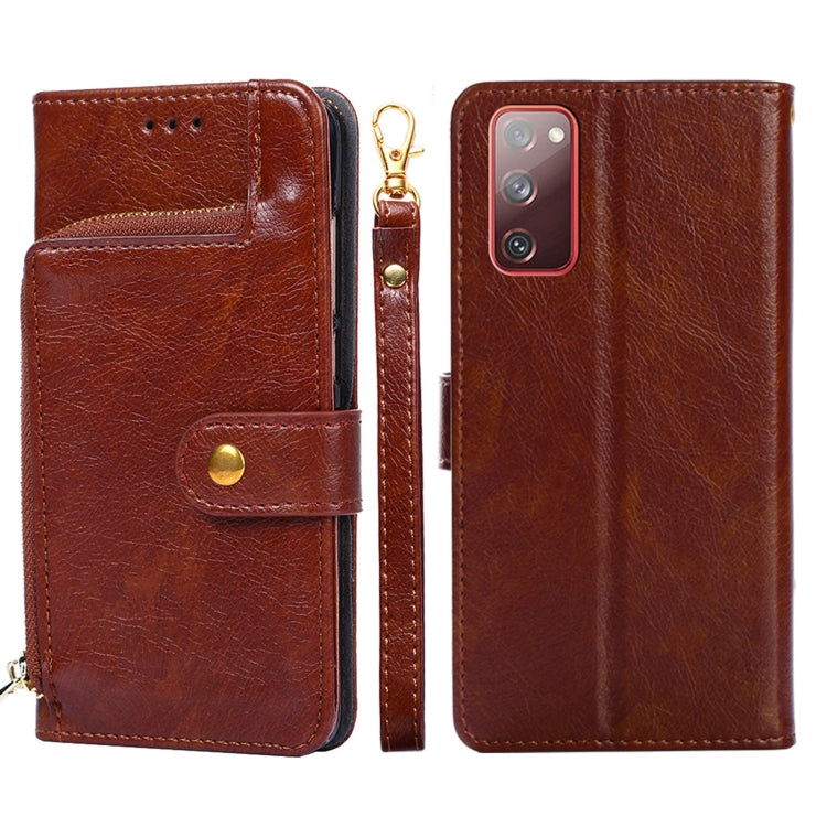 For Samsung Galaxy A91 Zipper Bag PU + TPU Horizontal Flip Leather Case with Holder & Card Slot & Wallet & Lanyard