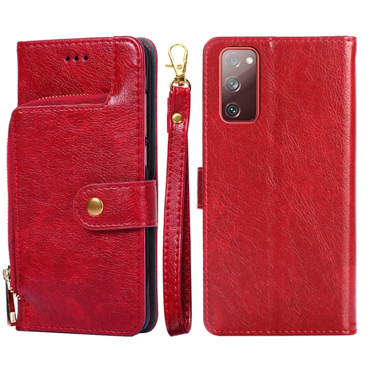 For Samsung Galaxy A91 Zipper Bag PU + TPU Horizontal Flip Leather Case with Holder & Card Slot & Wallet & Lanyard