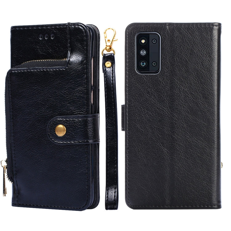 For Samsung Galaxy F52 5G Zipper Bag PU + TPU Horizontal Flip Leather Case with Holder & Card Slot & Wallet & Lanyard
