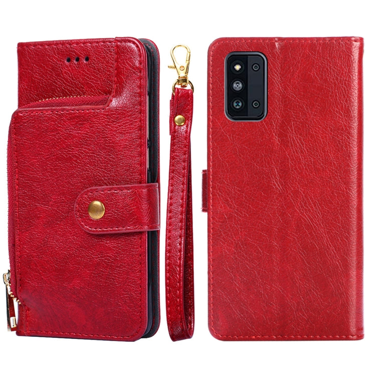 For Samsung Galaxy F52 5G Zipper Bag PU + TPU Horizontal Flip Leather Case with Holder & Card Slot & Wallet & Lanyard