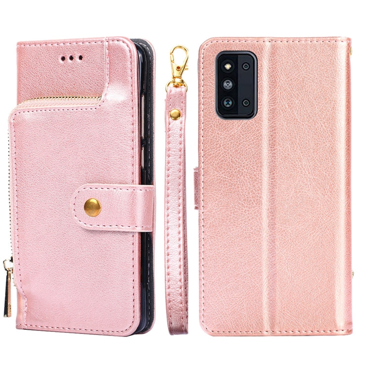 For Samsung Galaxy F52 5G Zipper Bag PU + TPU Horizontal Flip Leather Case with Holder & Card Slot & Wallet & Lanyard