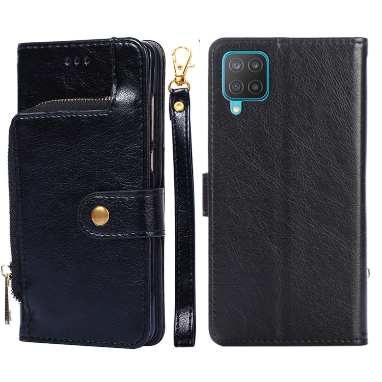 For Samsung Galaxy F12 / M12 Zipper Bag PU + TPU Horizontal Flip Leather Case with Holder & Card Slot & Wallet & Lanyard