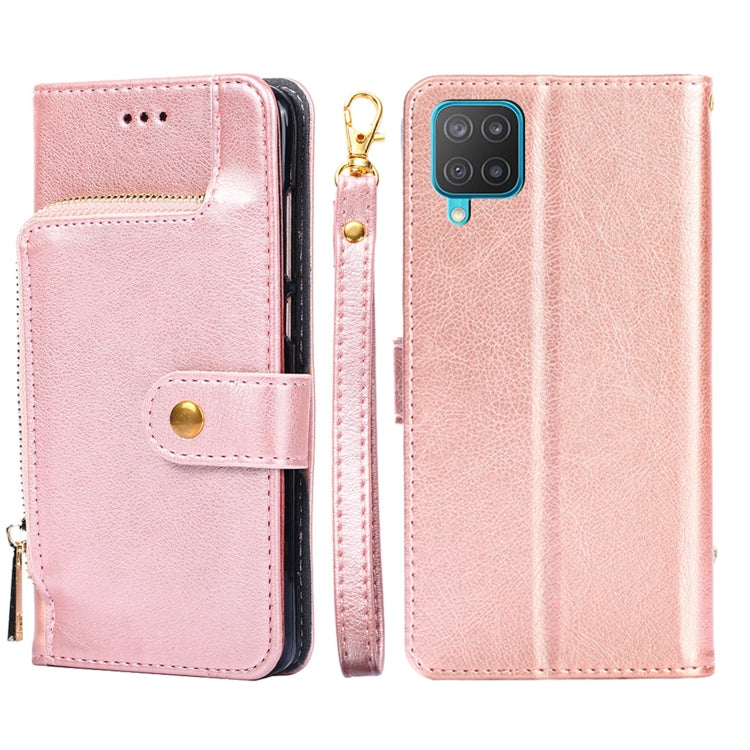 For Samsung Galaxy F12 / M12 Zipper Bag PU + TPU Horizontal Flip Leather Case with Holder & Card Slot & Wallet & Lanyard