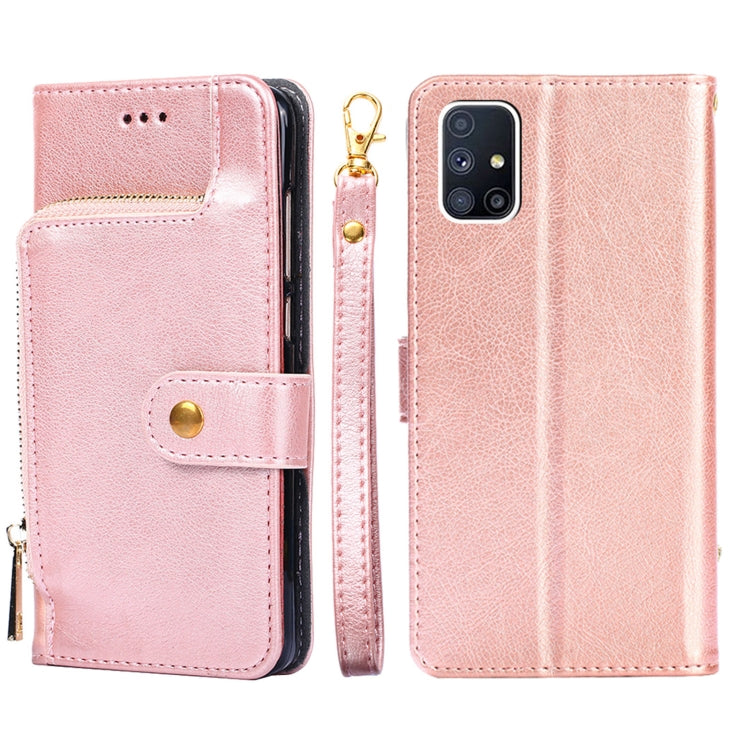 For Samsung Galaxy M51 Zipper Bag PU + TPU Horizontal Flip Leather Case with Holder & Card Slot & Wallet & Lanyard