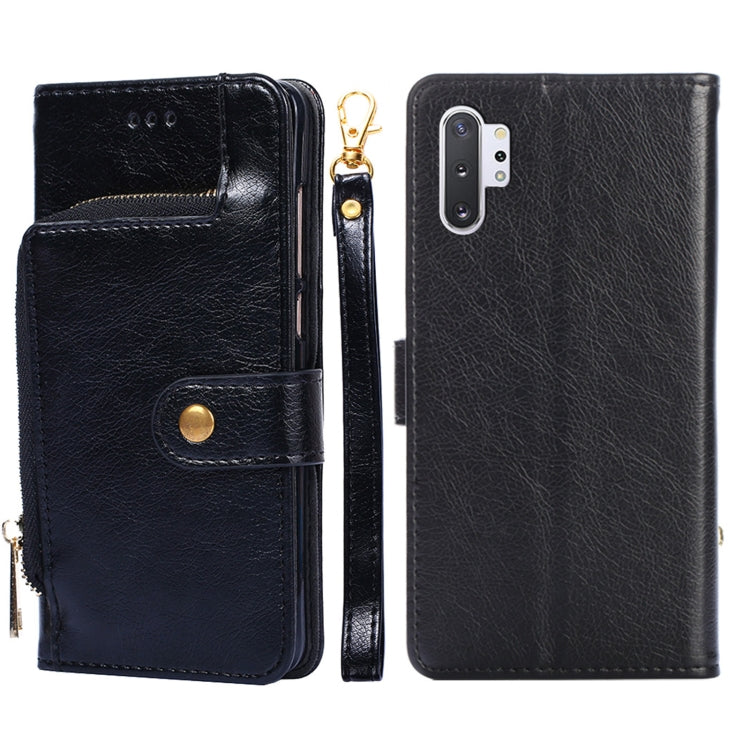 For Samsung Galaxy Note10+ Zipper Bag PU + TPU Horizontal Flip Leather Case with Holder & Card Slot & Wallet & Lanyard