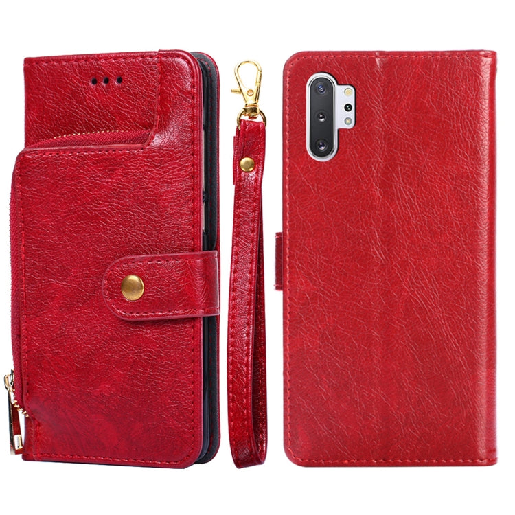For Samsung Galaxy Note10+ Zipper Bag PU + TPU Horizontal Flip Leather Case with Holder & Card Slot & Wallet & Lanyard