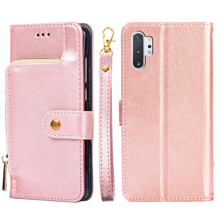 For Samsung Galaxy Note10+ Zipper Bag PU + TPU Horizontal Flip Leather Case with Holder & Card Slot & Wallet & Lanyard