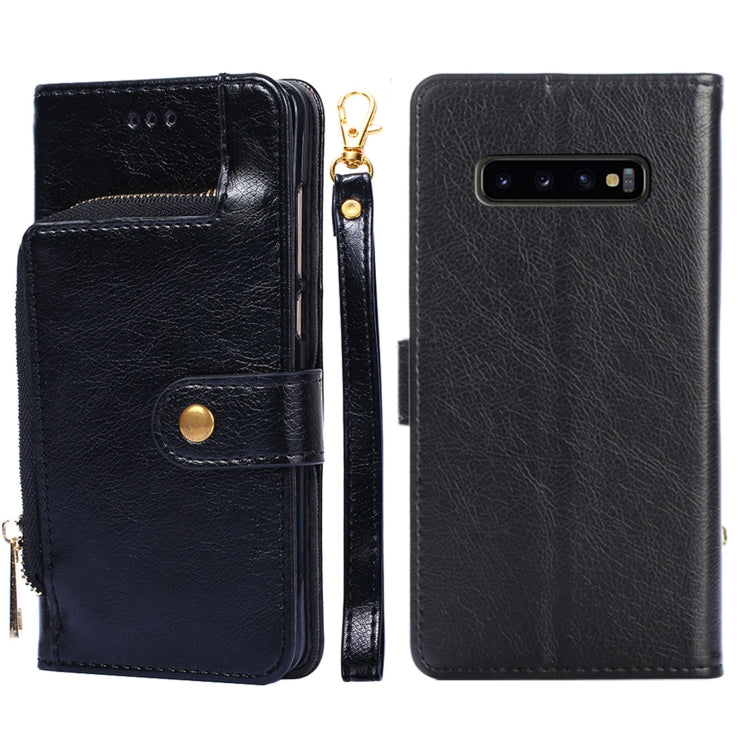 For Samsung Galaxy S10+ Zipper Bag PU + TPU Horizontal Flip Leather Case with Holder & Card Slot & Wallet & Lanyard
