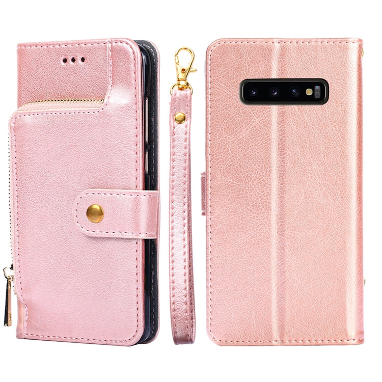 For Samsung Galaxy S10+ Zipper Bag PU + TPU Horizontal Flip Leather Case with Holder & Card Slot & Wallet & Lanyard