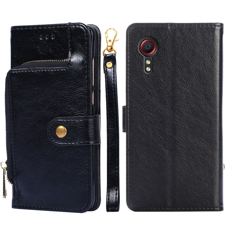 For Samsung Galaxy Xcover 5 Zipper Bag PU + TPU Horizontal Flip Leather Case with Holder & Card Slot & Wallet & Lanyard