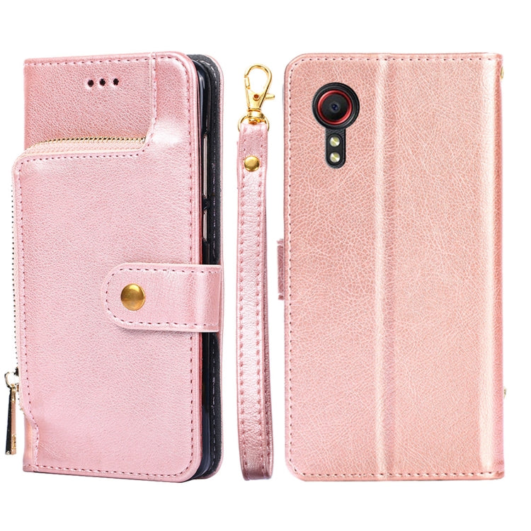 For Samsung Galaxy Xcover 5 Zipper Bag PU + TPU Horizontal Flip Leather Case with Holder & Card Slot & Wallet & Lanyard