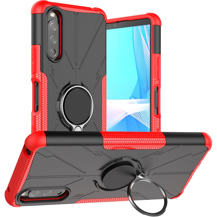 For Sony Xperia 10 III Armor Bear Shockproof PC + TPU Protective Case with Ring Holder