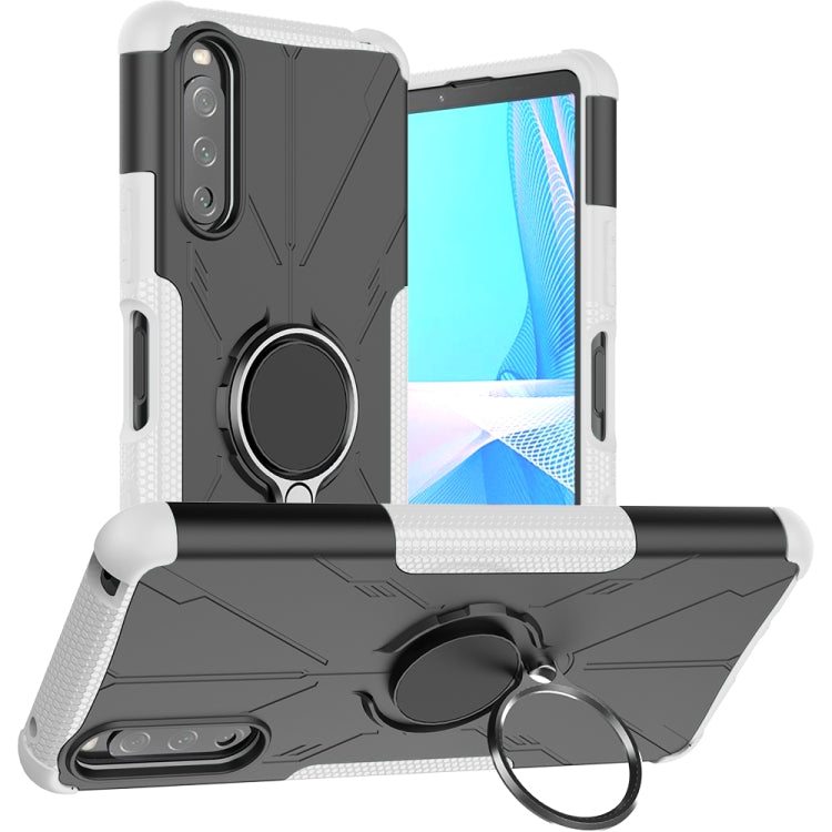 For Sony Xperia 10 III Armor Bear Shockproof PC + TPU Protective Case with Ring Holder