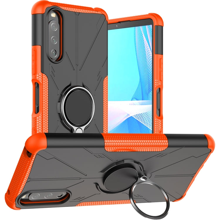 For Sony Xperia 10 III Armor Bear Shockproof PC + TPU Protective Case with Ring Holder