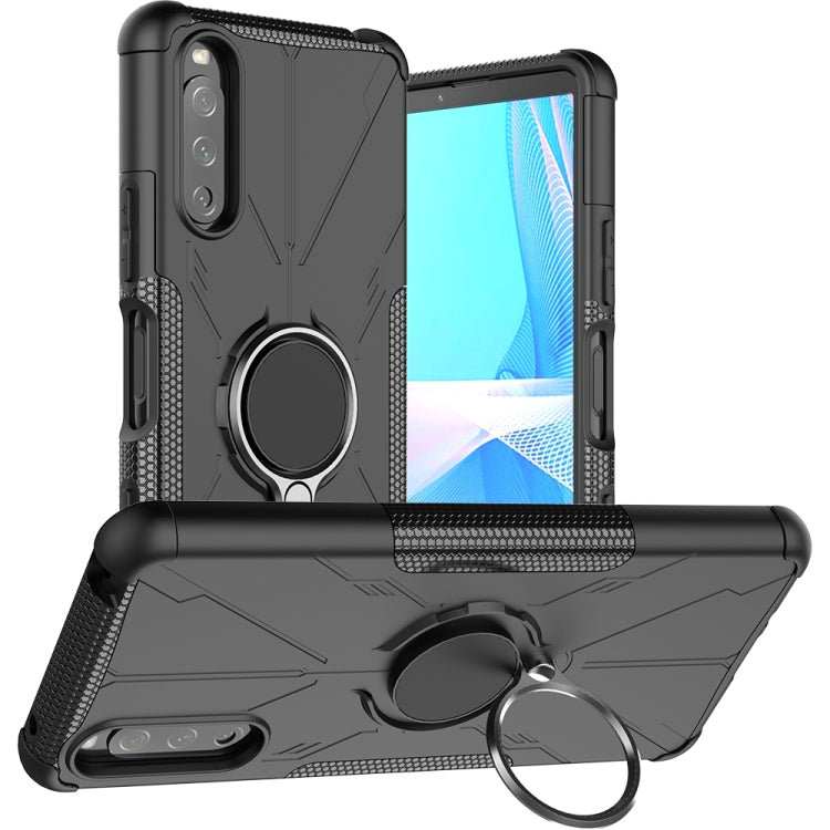 For Sony Xperia 10 III Armor Bear Shockproof PC + TPU Protective Case with Ring Holder