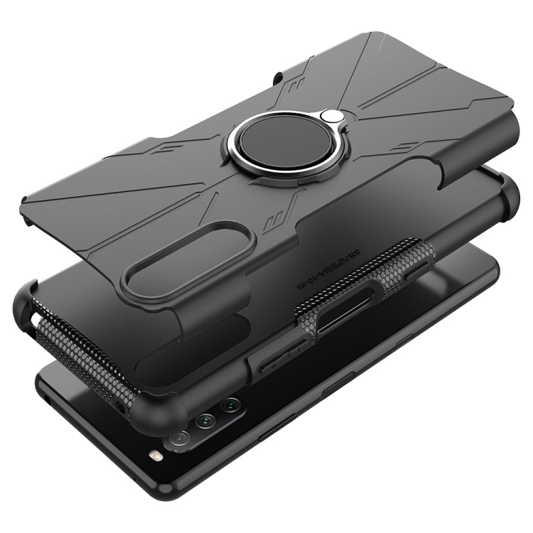 For Sony Xperia 10 III Armor Bear Shockproof PC + TPU Protective Case with Ring Holder