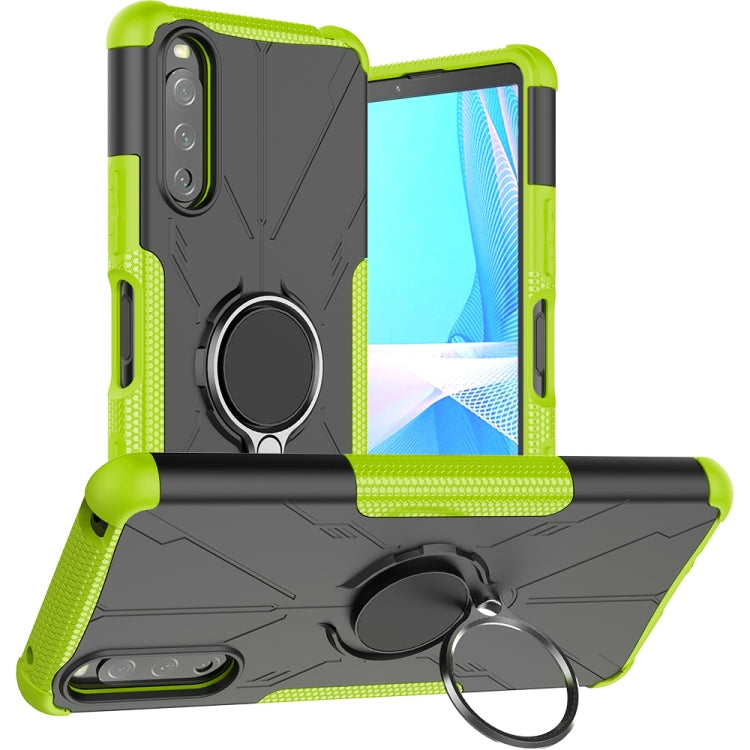 For Sony Xperia 10 III Armor Bear Shockproof PC + TPU Protective Case with Ring Holder
